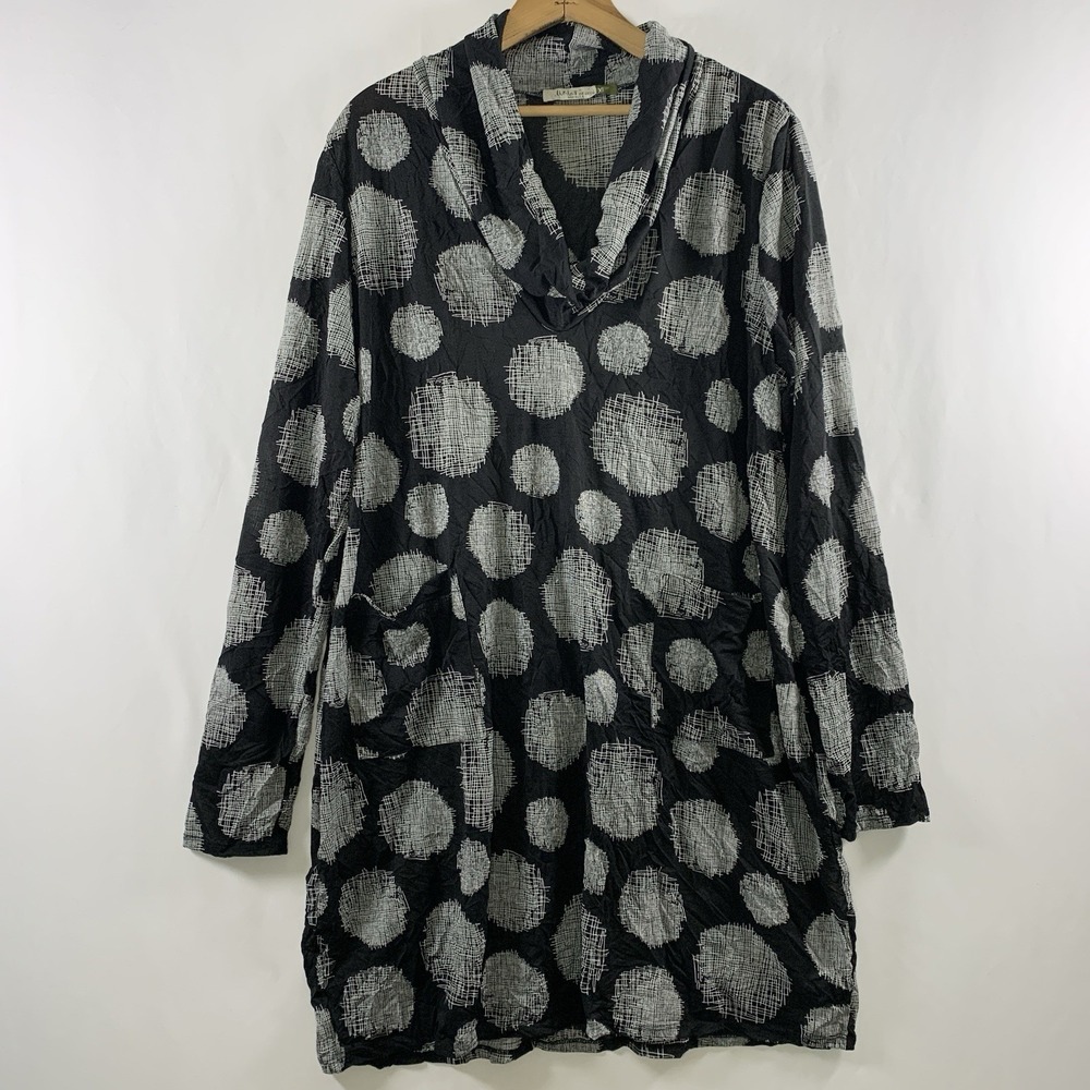 Chalet Cowl Neck Tunic Dress Sz XL Lagenlook Artsy Boho Lightweight Pockets USA